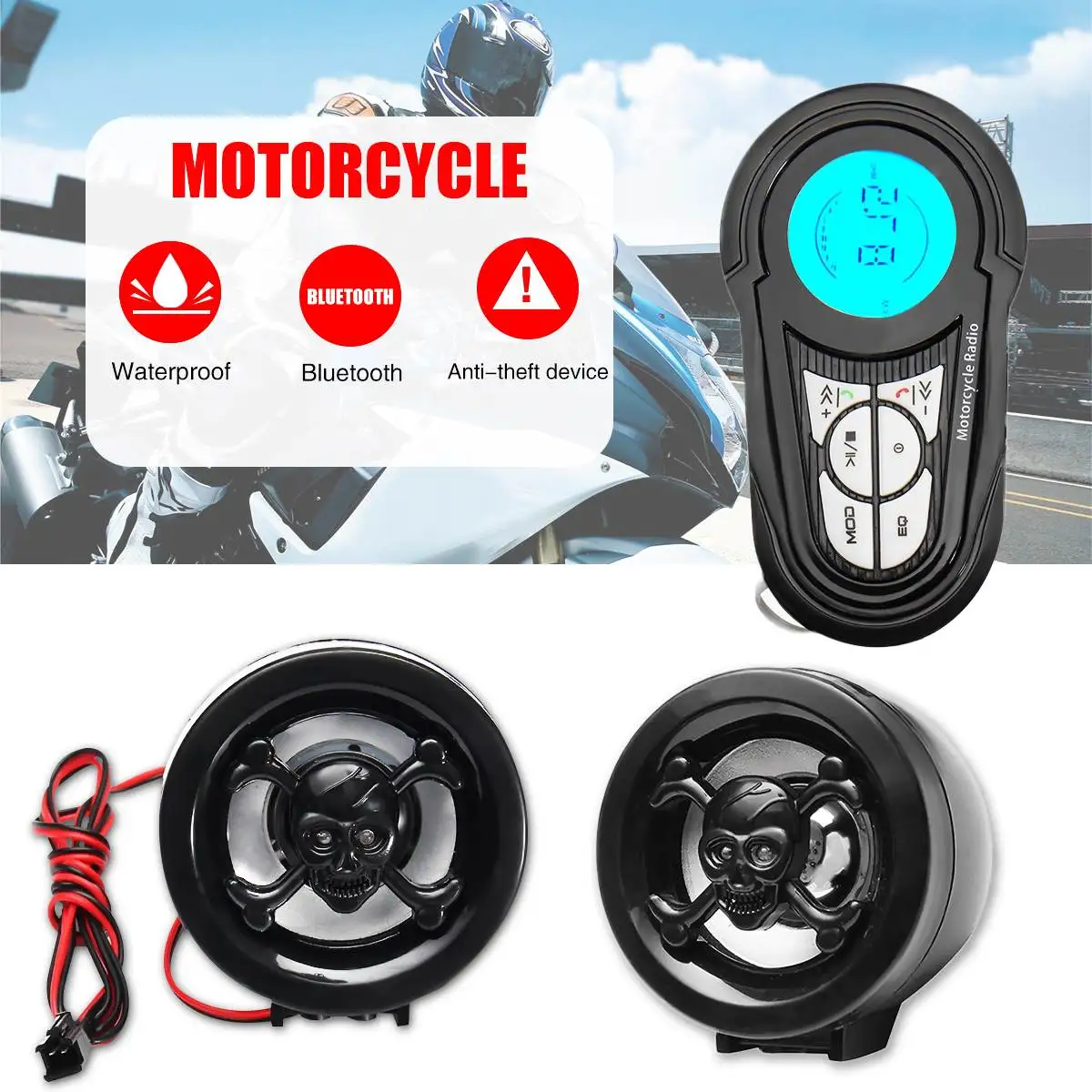 1 комплект водонепроницаемая bluetooth звуковая система для мотоцикла MP3 USB|motorcycle stereo