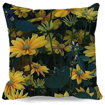 

16" 18" Green Yellow Chrysanthemum Pattern Pillow Cases 2017 Vintage Cotton polyester Natural Flowers Decorative for home car
