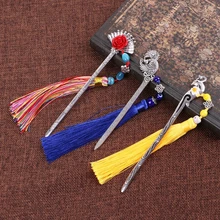 Китайский Стиль Винтаж классические металлические закладки кисточкой бусины школьные канцелярские принадлежности