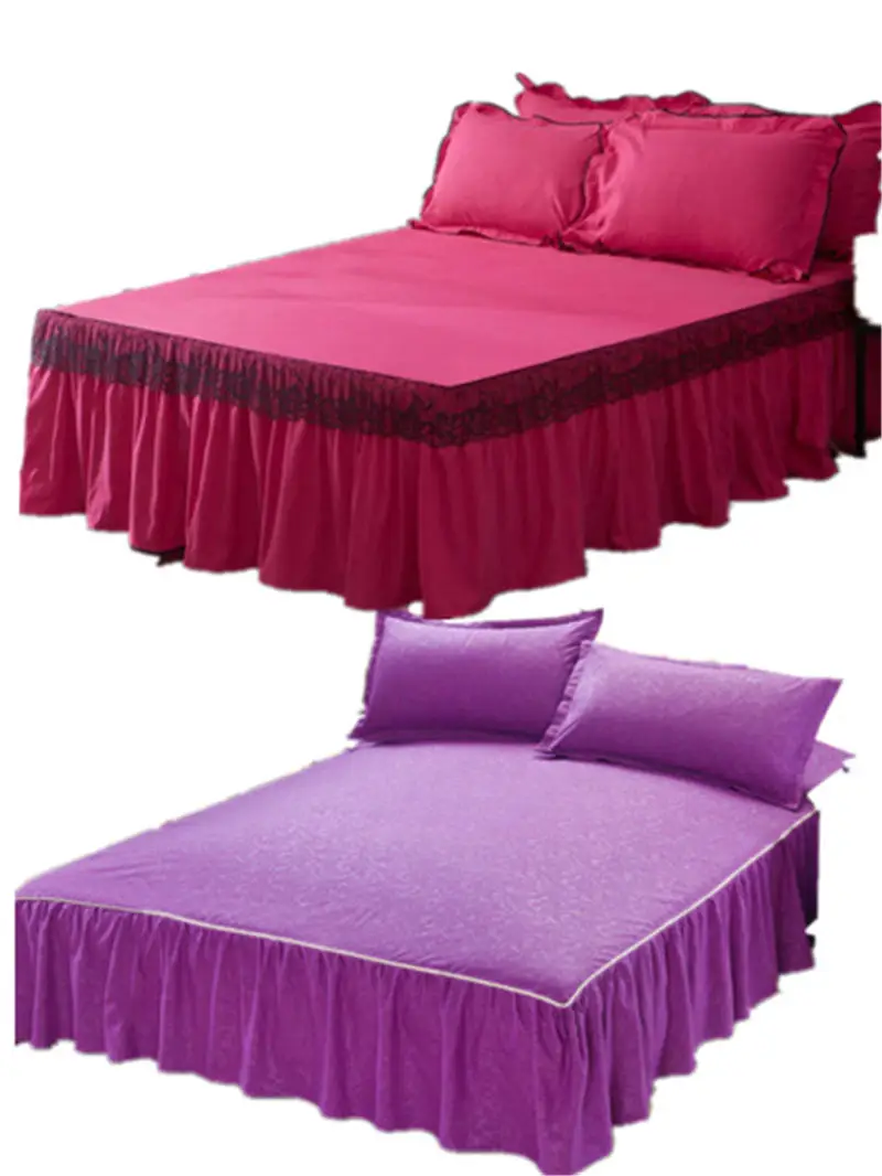 1/3pcs high quality solid color soft bed skirt slip protection cover