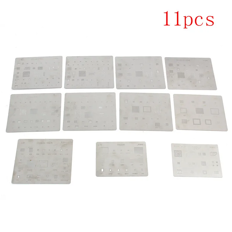 

11pcs/Set IC Chip BGA Reballing Rework Stencil Template High Quality Kits For iPhone 4/4S/5/5S/6/6P/6s/6sp/7/7Plus