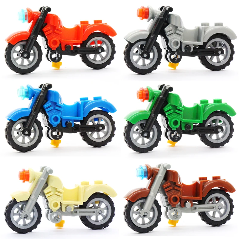 Серия животных, фигурки акулы, мотоцикл, велосипед, черный патер, волк, сделай сам, набор кирпичей, модель, строительные блоки, развивающие игрушки для детей