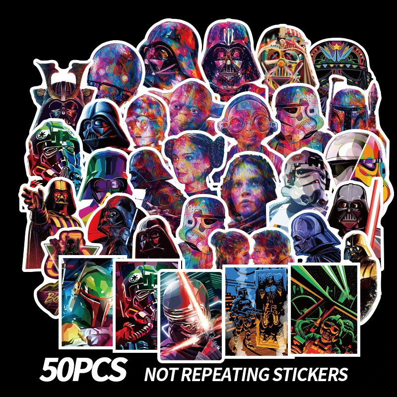 50pcs funny star wars all star stickers children anime graffiti skateboard suitcase refrigerator  notebook  waterproof  stickers