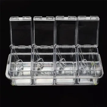 

4Pc Transparent Seasoning Jars Salt Jar Storage Box Tea Spice Salt Sugar Dispenser Kitchen Storage Pot Organizer
