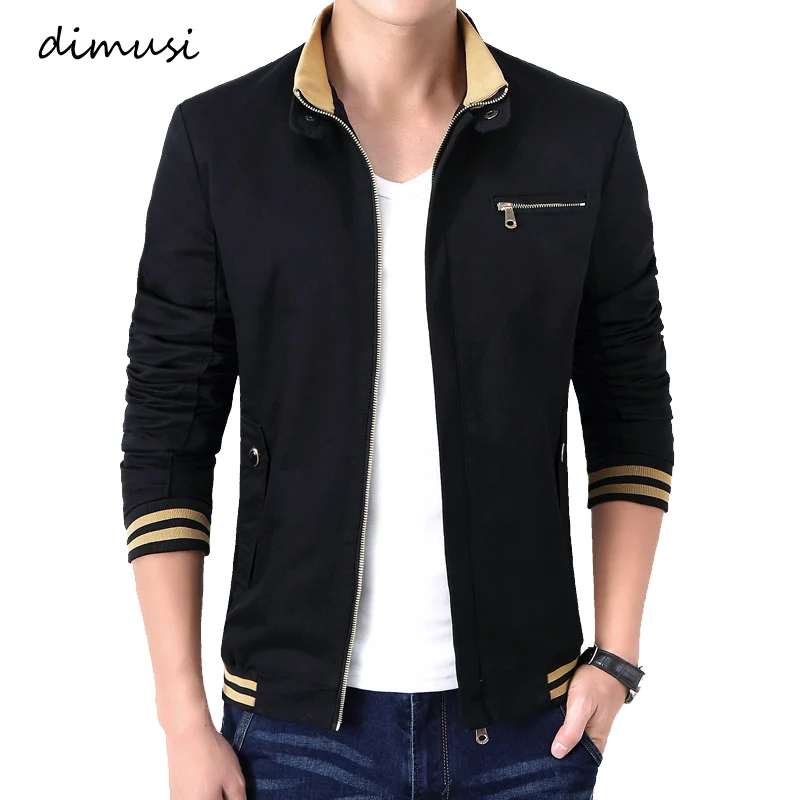 

DIMUSI Spring Autumn Men's Bomber Jackets Male Outwear Windbreaker Stand Collar Jacket Mens Zipper Baseball Slim Coats Clothing