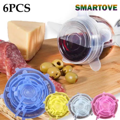 

Silicone Stretch Lids 6 PACK Insta of VARIOUS SIZES,flexible Food Saving Lids,Fresh reusable and Durable food cover
