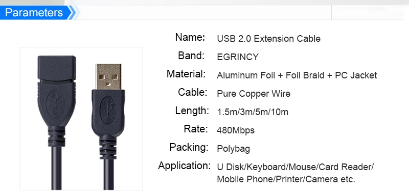 Высокоскоростной USB 2,0 Мужской и Женский Кабель-Удлинитель Соединительный адаптер кабель для передачи данных для принтера камера мышь USB флэш-накопитель клавиатура