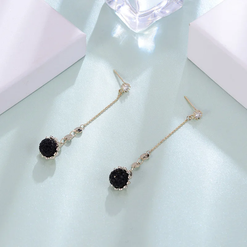 

Long Earrings for Women Black Fruit Elegant Gold Ear Hook Zircon Insert Girls Long Chain Drop Dangler Fashion Jewelry Birthday