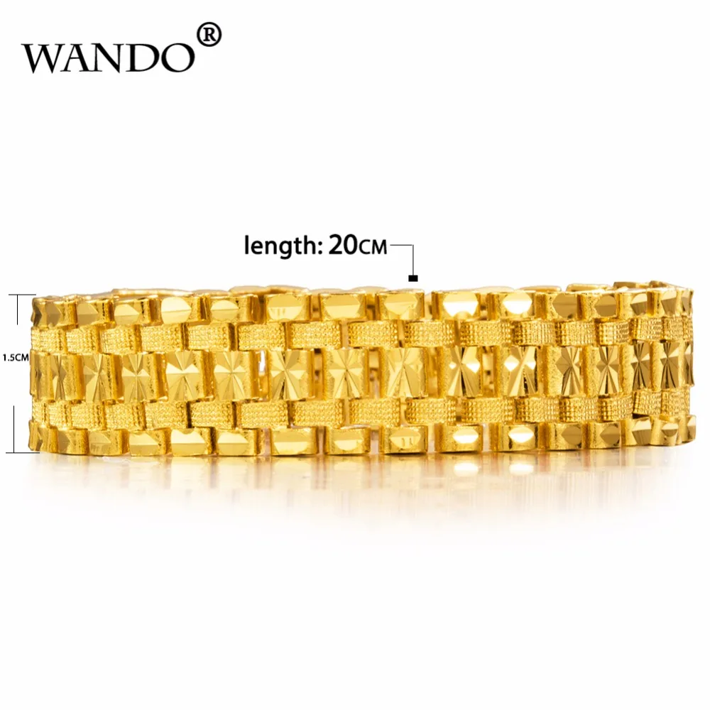 Wando, мужской браслет, толстая Золотая цепочка, звеньевые браслеты, 20 см, золотой цвет, массивный сетчатый браслет для мужчин, ювелирное изделие, B33