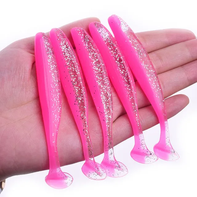 Proleurre Shad Worm Soft Bait 95mm 75mm 50mm T Tail Jigging Wobblers Fishing Lure Tackle Bass Pike Aritificial Silicone Swimbait F