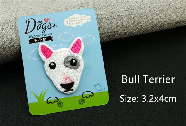 Cute Dogs Pug Bull Terrier Akita Delicate stitches cloth patches Iron Sew on stickers - 9