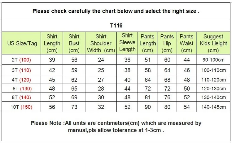 T116 SIZE