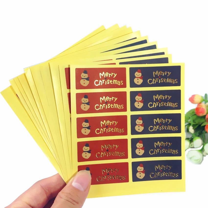 

1000PCS/lot Merry Christmas gilding style baking seal Sticker for Handmade Products Gift sealing Students' DIY packaging label