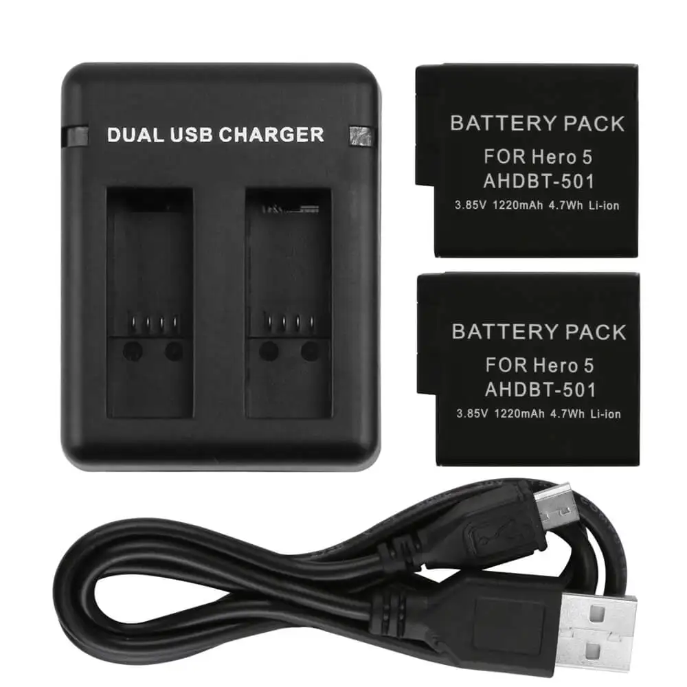 Dual Port Slot AHDBT-501 Battery Charger For GoPro Hero 6 5 Black Camera With USB Cable For Go pro Hero6Hero5 Black Accessories (8)