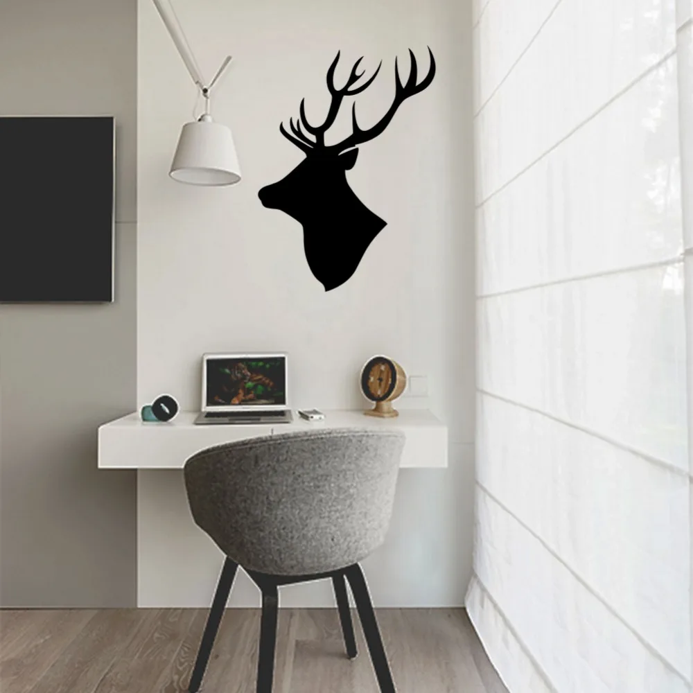 Deer Head Wall Stickers Reindeer Cucoloris Home Decoration Cartoon Deer