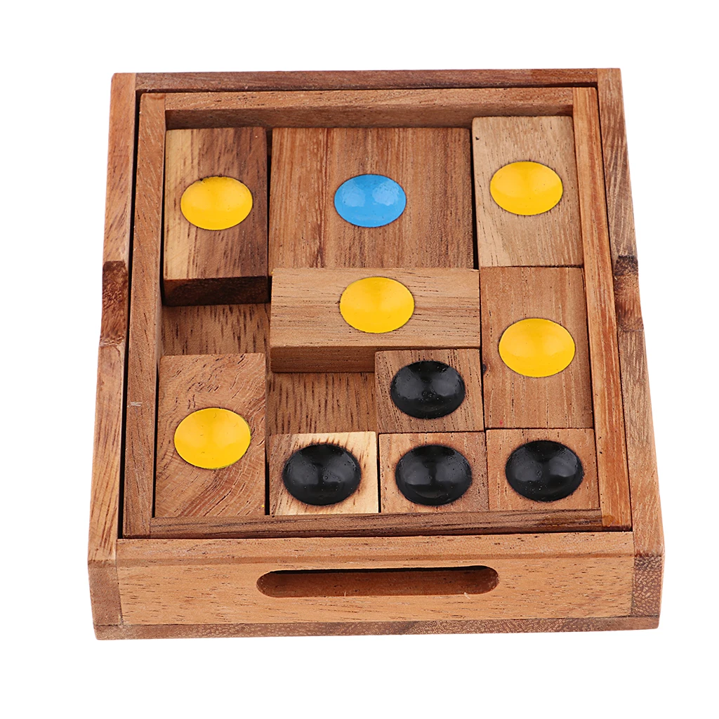 Kids Preschool 3D Brain Teaser Wooden Board Games Sliding Klotski