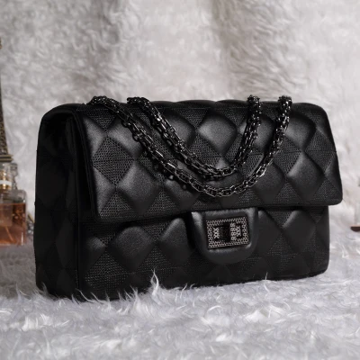

2016 women's genuine leather handbag fashion sheepskin plaid chain purse shoulder bags cross-body women's bag