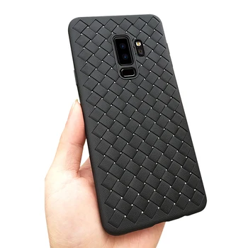 

1000pcs Natural Woven Pattern Soft TPU Leather Ultra Slim Cases For Samsung S10 E S9 Plus Note 9 All-inclusive Protective Cover