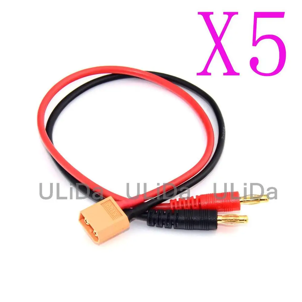 

5PCS XT60 Male to Banana Plug 4mm Battery Charger Cable 14 Gauge Wire