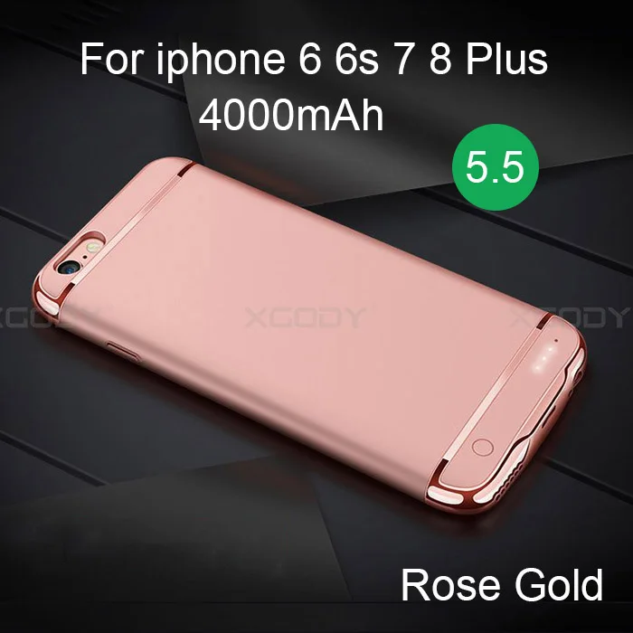 XGODY, чехол для зарядки аккумулятора для iphone 6, 6 S, 7, 8/Plus, 4000 мАч, внешний аккумулятор, чехол для iphone 4,7, 5,5 - Цвет: 4000 mAh For 5.5