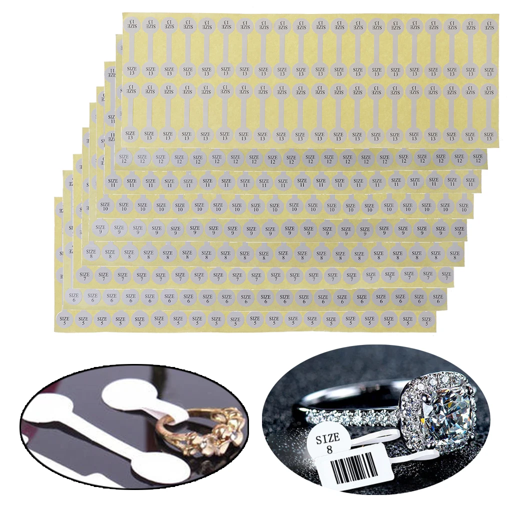100Pcs White Paper Jewelry Sticker Ring Size Tag Labels Jewelry Display