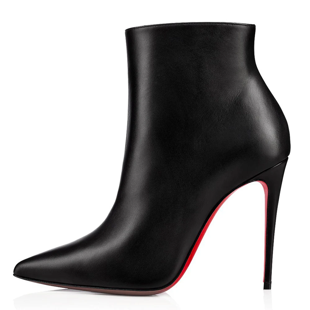 So Kate Booty/100 мм туфли из лакированной кожи на тонком каблуке с красной подошвой и острым носком ботильоны женские модельные черные и белые размера плюс 46
