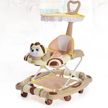 Многофункциональный Анти-опрокидывающийся складной с музыкой детские ходунки 8 колес ребенок ходьба помощник ручной толкатель многодиапазонный adjustme6-18M