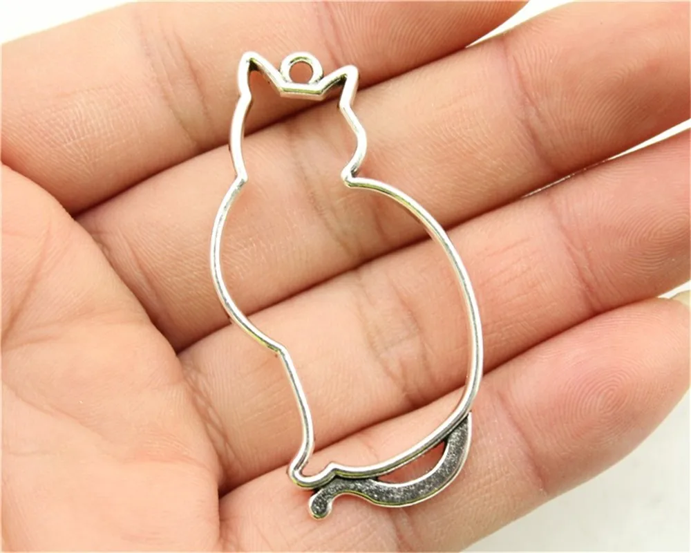 

WYSIWYG 3pcs 53x27mm Charm Hollow Cat 3 Colors Hollow Cat Charms Hollow Cat Pendant Charms For Jewelry Making