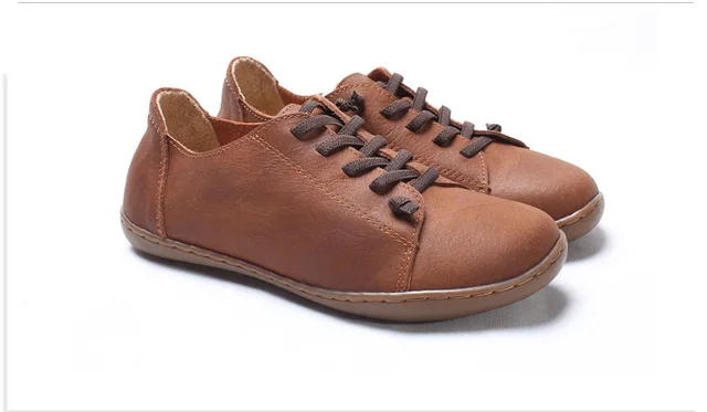 MVVJKE/Женская обувь на плоской подошве из натуральной кожи; женские туфли на плоской подошве со шнуровкой; женские мокасины; женская обувь - Цвет: brown