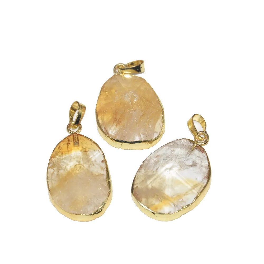 

Natural Stone Irregular Pendant for necklace Long Piercings Citrines Energy Yellow crystal quartz pendants femme 2019