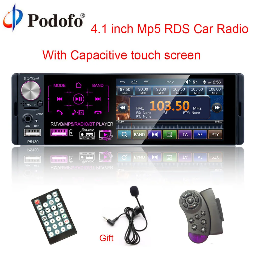 Podofo 4 1 font b Car b font font b Radio b font 1Din Touch Screen