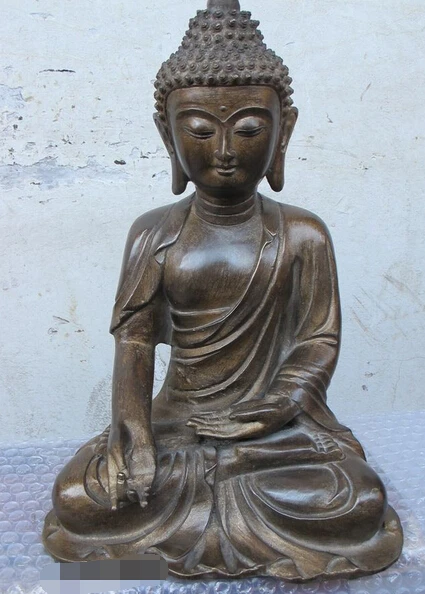 

shitou 002318 12" Tibetan old Bronze chan sect Sakyamuni Buddha Budda Amitabha Statue