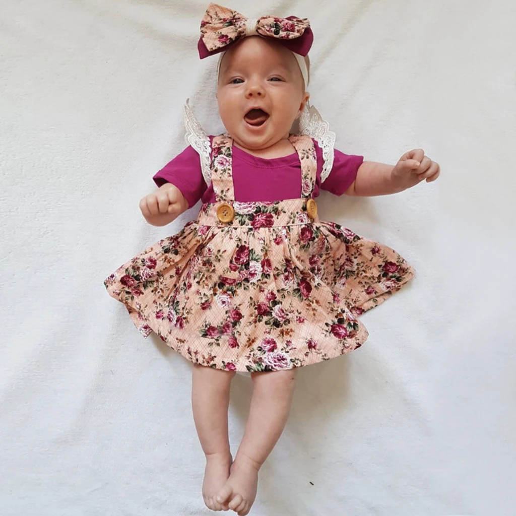 New Pretty Toddler Infant Kid Baby Girl Floral Overall Party Princess