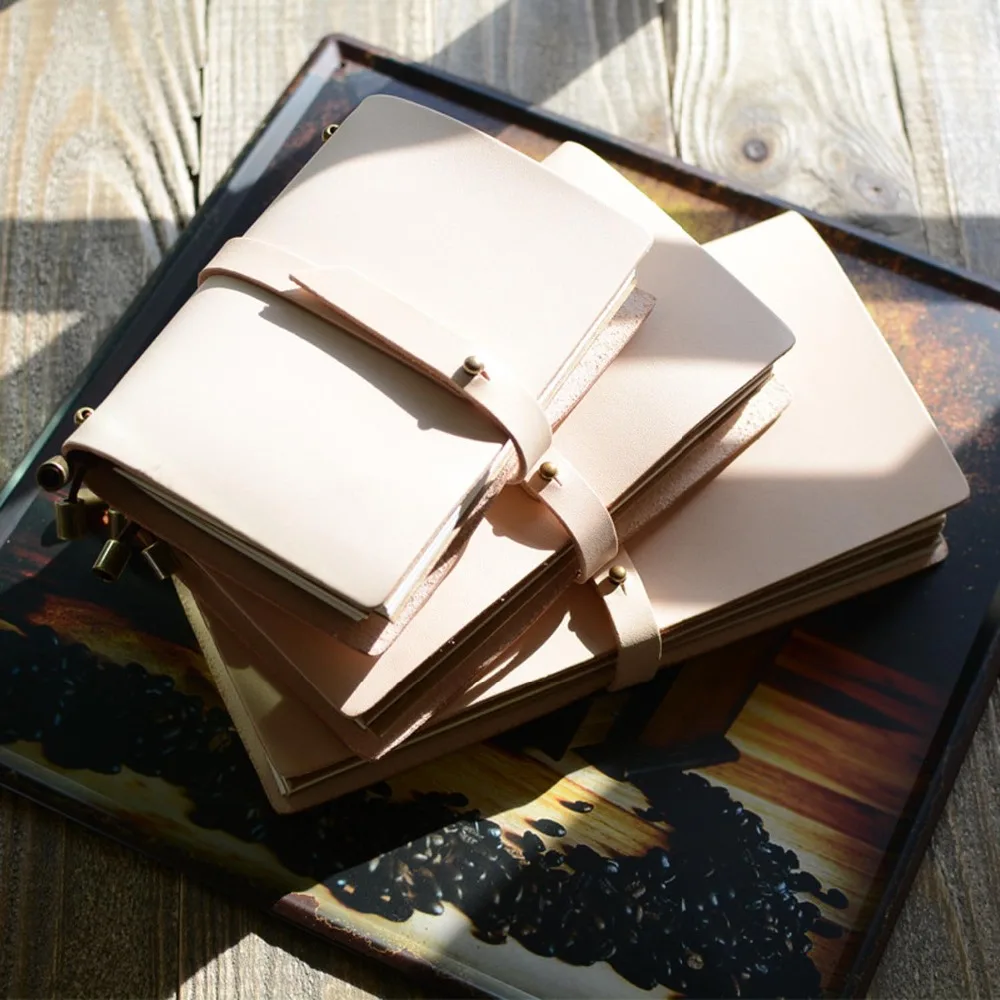 

Beige Handmade Travelers Notebook Leather Refillable Journal Notebook Planner Diary Business Notepad for Sketching Writing