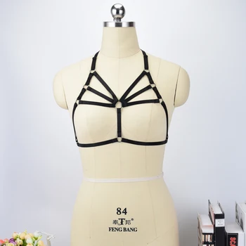 

Harajuku Gothic body harness Combination Adult harness body stocking bra sexy lingerie fetish wear bondage harness HANAERNES