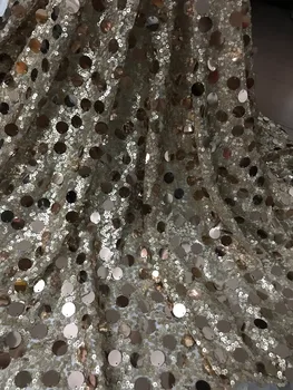 

David-52816 embroidery mesh fabric with sequins nigerian tulle lace fabric French Net Lace Fabric for party dress