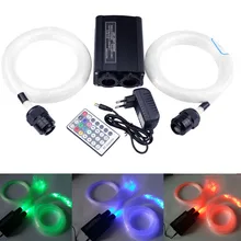 Светодиодный волоконно-оптический Звездный потолочный светильник комплект 2*4 м 0,75 мм 300 шт./400 шт. оптическое волокно+ 32 Вт двухголовый световой двигатель+ 28Key RF пульт дистанционного управления