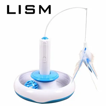 

New Cat Toys Interactive Electric Rotate Feather Toys Spinning Teaser Wand Motion Cat Toy Automatic Activity Toy Cats Playing
