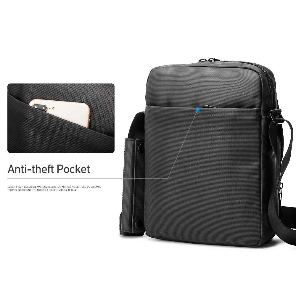  BESTLIFE Men's Crossbody Bag 10.2” Shoulder Messenger Bag Tablet Small Bag for Boy Men AntiTheft Po - 32793267865