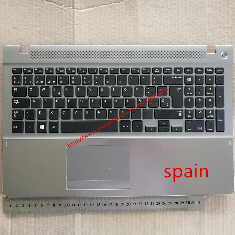 

Spain layout new laptop keyboard with touchpad palmrest for samsung 450R5V 370R5E 450R5E 510R5E 470R5E SP BA75-04651D grey