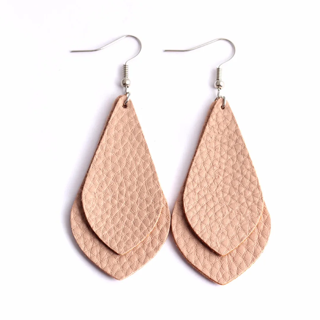 Bohemian PU Leather Long Drop Earrings For Women Trendy Statement Multi Layer Water Drop Earring oorbellen Jewelry Shellhard