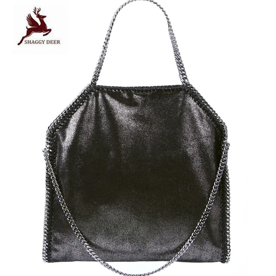 

Drop Ship Factory Sale 39 Color Shaggy Deer Luxury Brand Quality 37cm 3 Chain PVC Falabellas Causal Tote New big Lady Torba