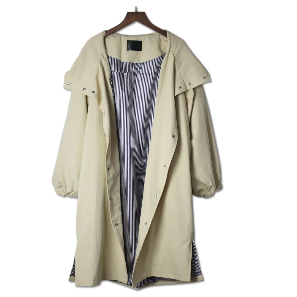 2018 New Spring Autumn Women Loose Long Trench Coat Plus Size  solid Overcoats Street Casual BF Windbreaker Female Bat sleeved