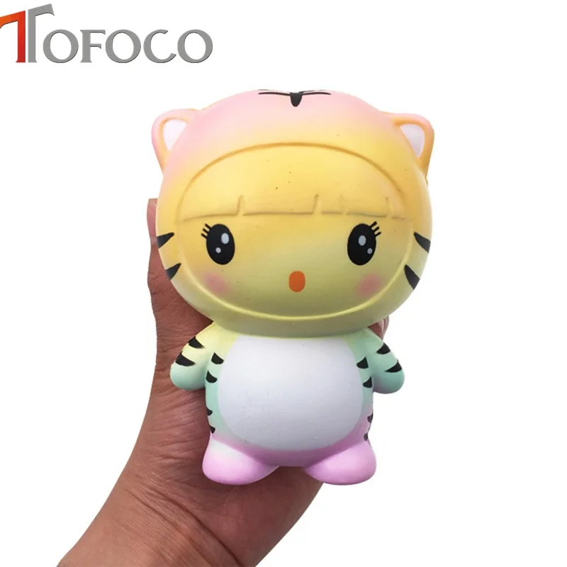 TOFOCO Новый 12 см Kawaii Cat Тигр мягкими Jumbo замедлить рост антистресс Декор торт игрушечные лошадки Squishies Squeeze Ароматические гаджет