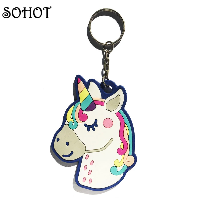 

SOHOT Lovely Silicone Unicorn Horse Keychain Key Handbags Pendant Animal Key Chains Key Ring Jewelry Women Girl Birthday Gifts