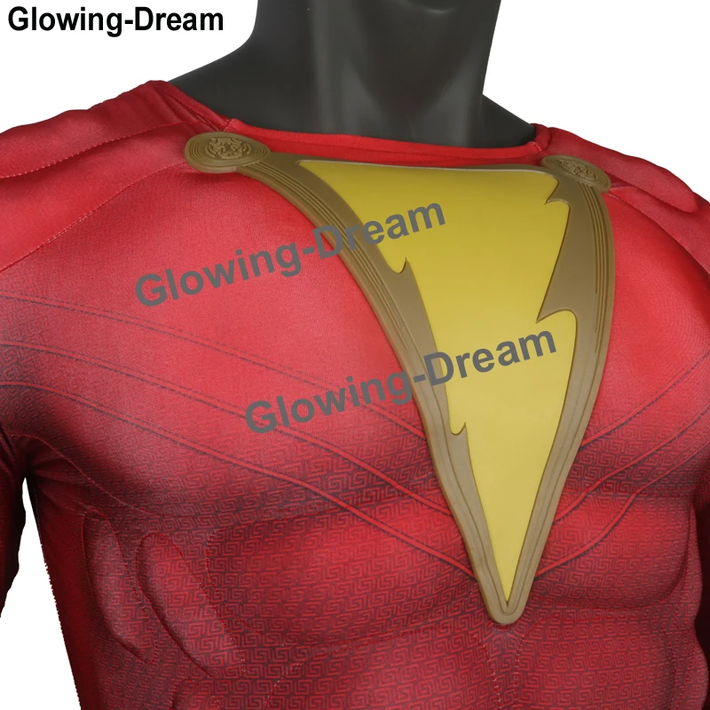Светящаяся мечта наивысшего качества 3D подкладка для мышц Shazam Косплей Костюм с аксессуаром фильм Shazam костюм для мужчин