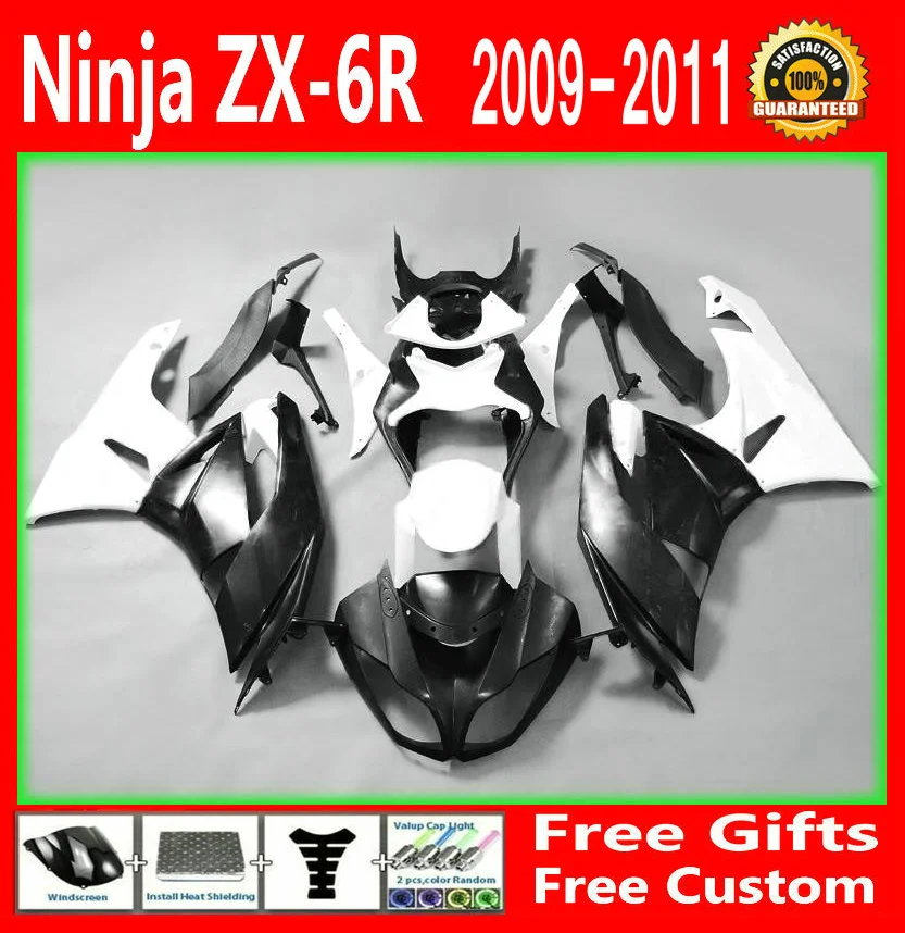 

White black Abs Fairing kit For Kawasaki NINJA ZX6R 2009 2010 2011 09 10 11 High quality Fairings g16