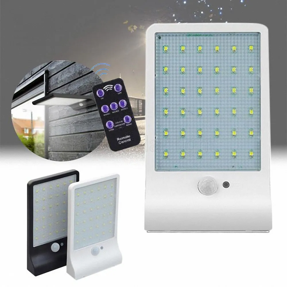 

36/48 LED Solar Powered Motion Sensor Security Lamp Waterproof IP65 Outdoor Garden Light remote control bracket street ge spot