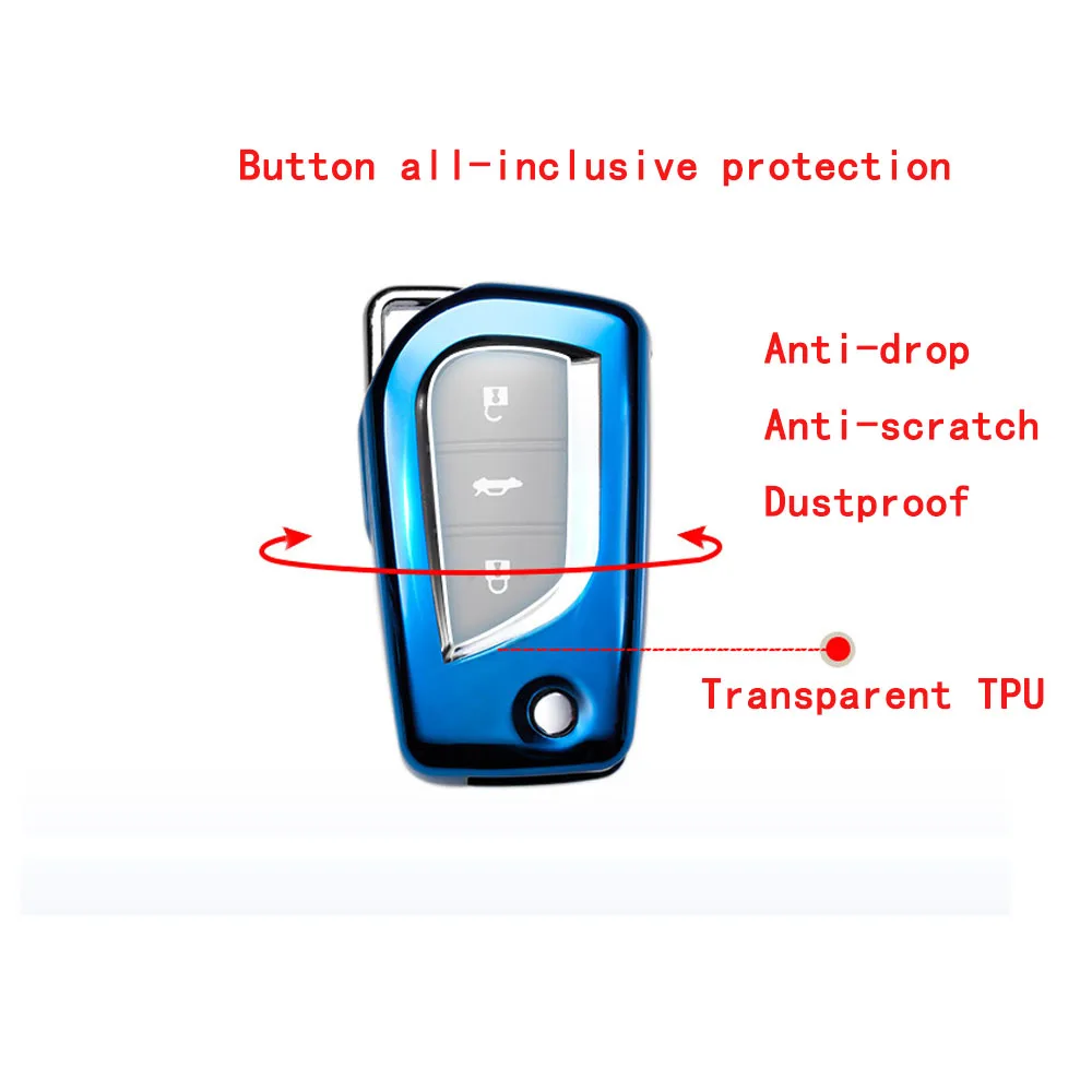 Мягкий ТПУ автомобильный чехол для брелка с ключом, Набор держателей для Toyota Corolla Prado Fortuner RAV4, Складной флип-пульт дистанционного управления, защитные аксессуары