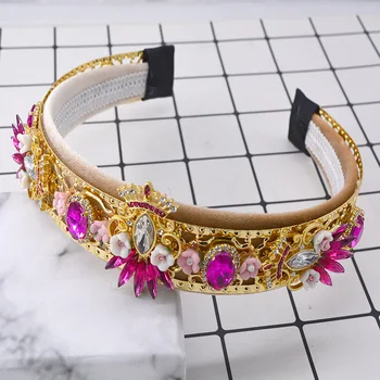 

2019 New Arrival Gold Crystal Tiara And Crowns Queen King Round Crown Wedding Bridal Hair Accessories Women Baroque Hair Jewelry